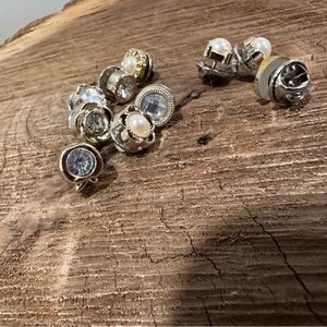 Source Unknown Gold and Silver Button Pins - mini brooches